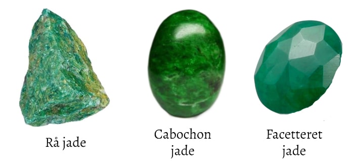 tre jadesten med en dyb olivengrøn farve