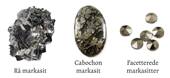 tre forskellige markasit sten
