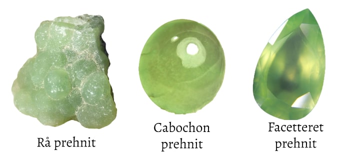 tre smukke lysegrønne prehnit sten