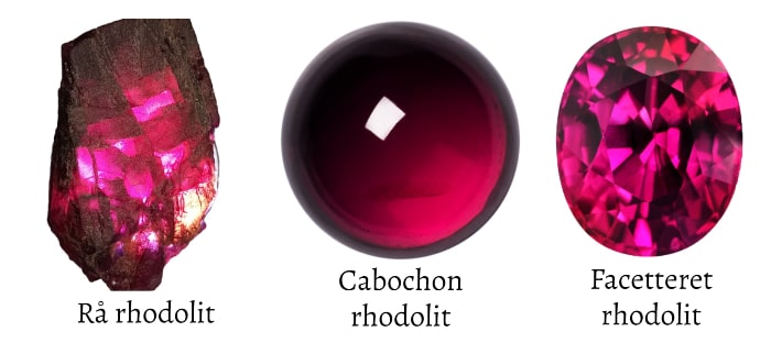 tre smukke rhodolit sten med hindbær røde farver