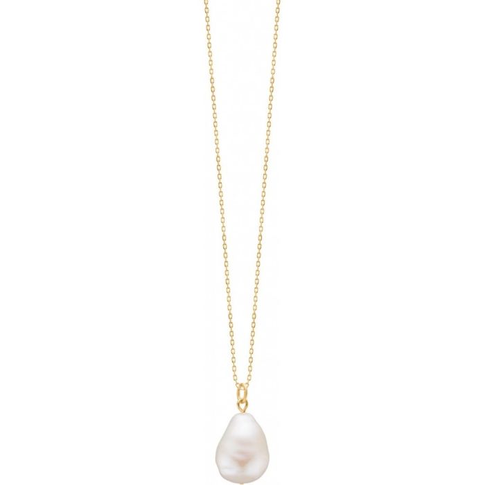 Enamel Baroque Pearl 60cm 18 karat gullbelagt hvit perle halskjede