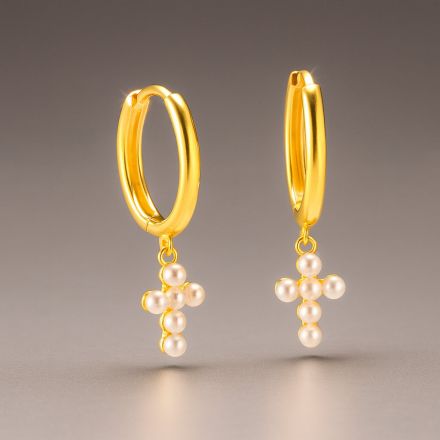 Carrie Taylor Pearl Cross Hoop CTJ7